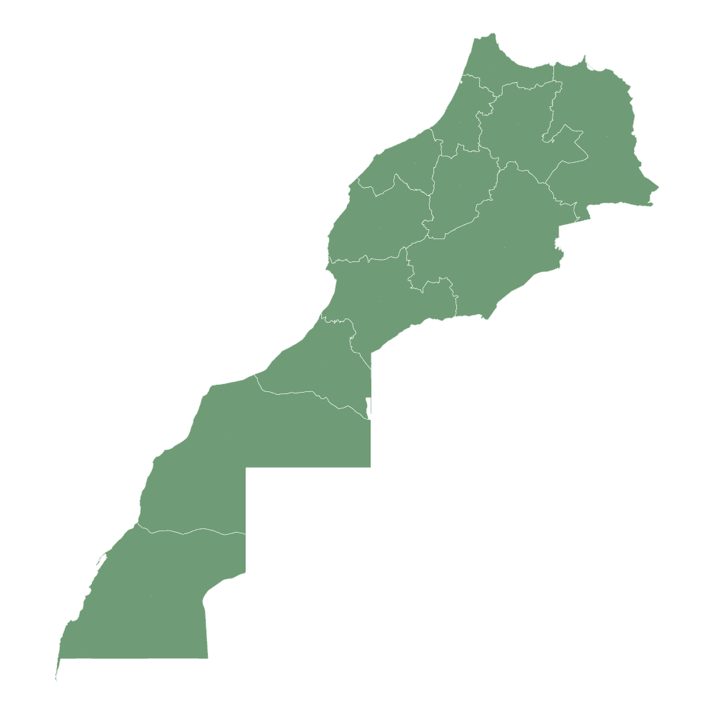 Map of Morocco showing regions and cities