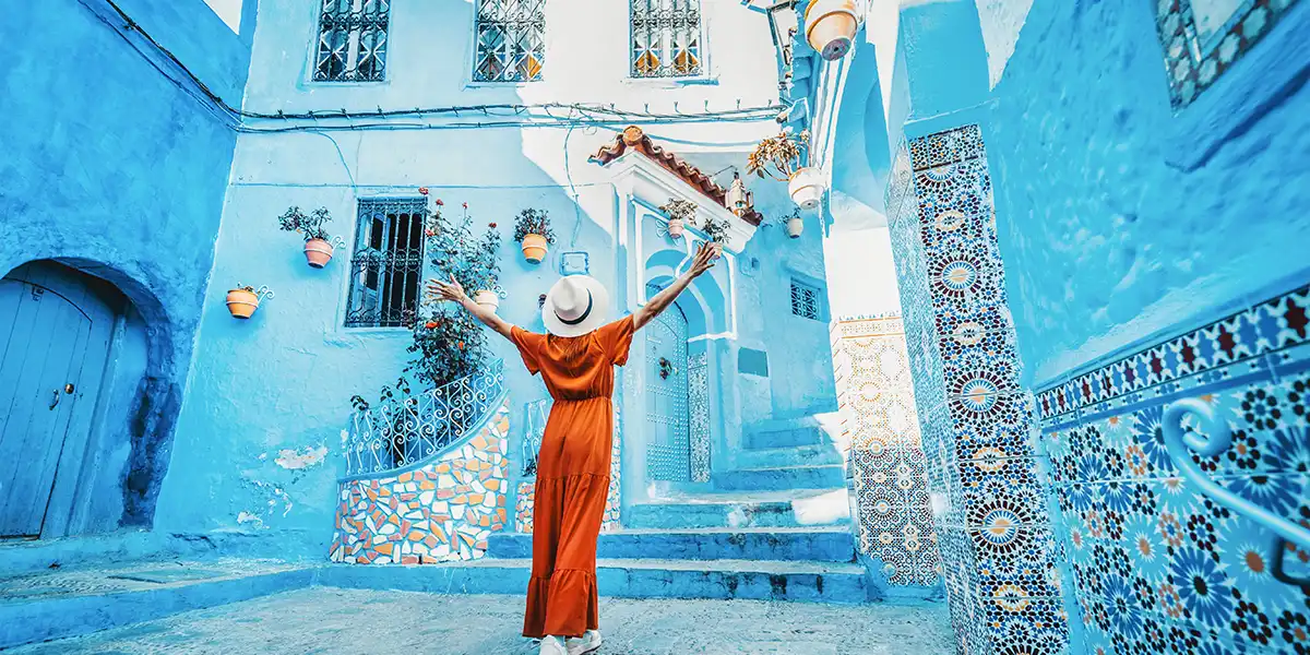 Chefchaouen blue streets in northern Morocco