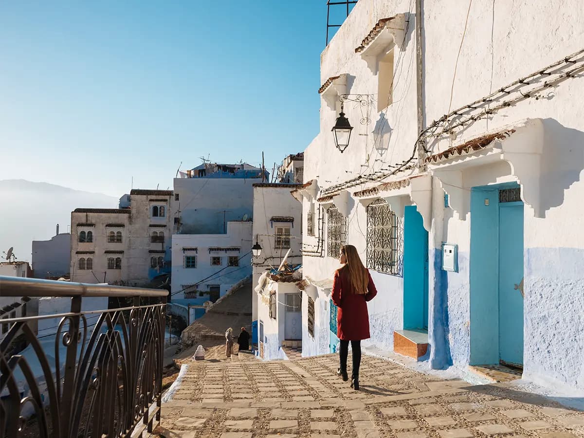 Blue street and accommodation atmosphere in Chefchaouen
