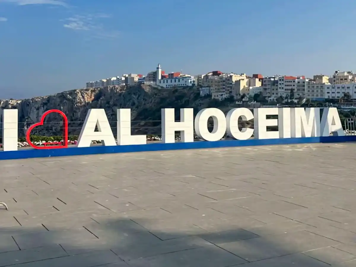Al Hoceima city center Morocco sign