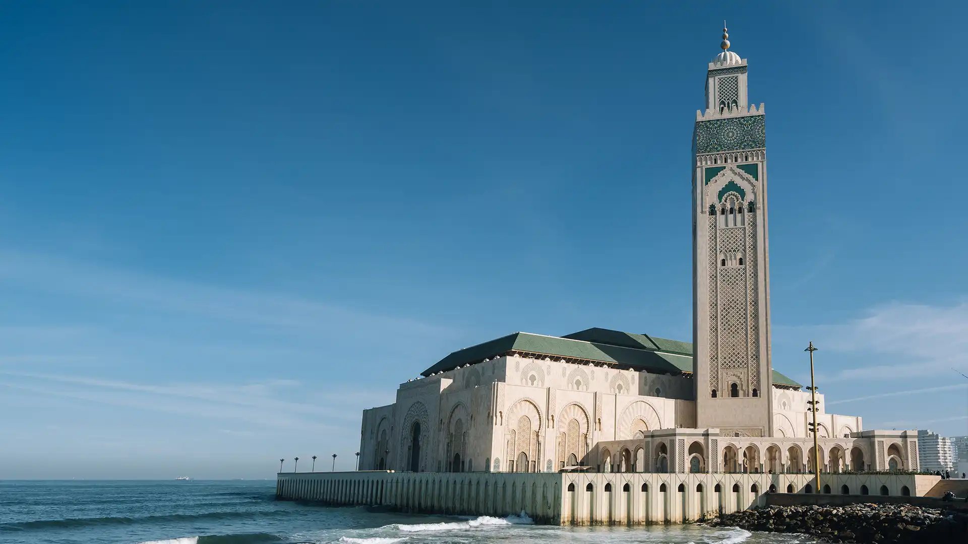 Casablanca Hassan II Mosque on the Atlantic coast in Morocco