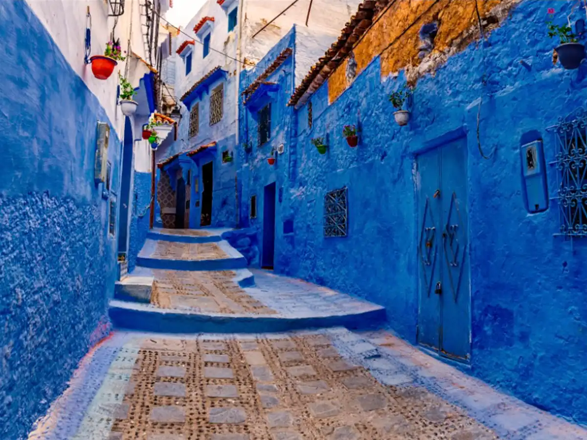 Chefchaouen blue city medina view Morocco
