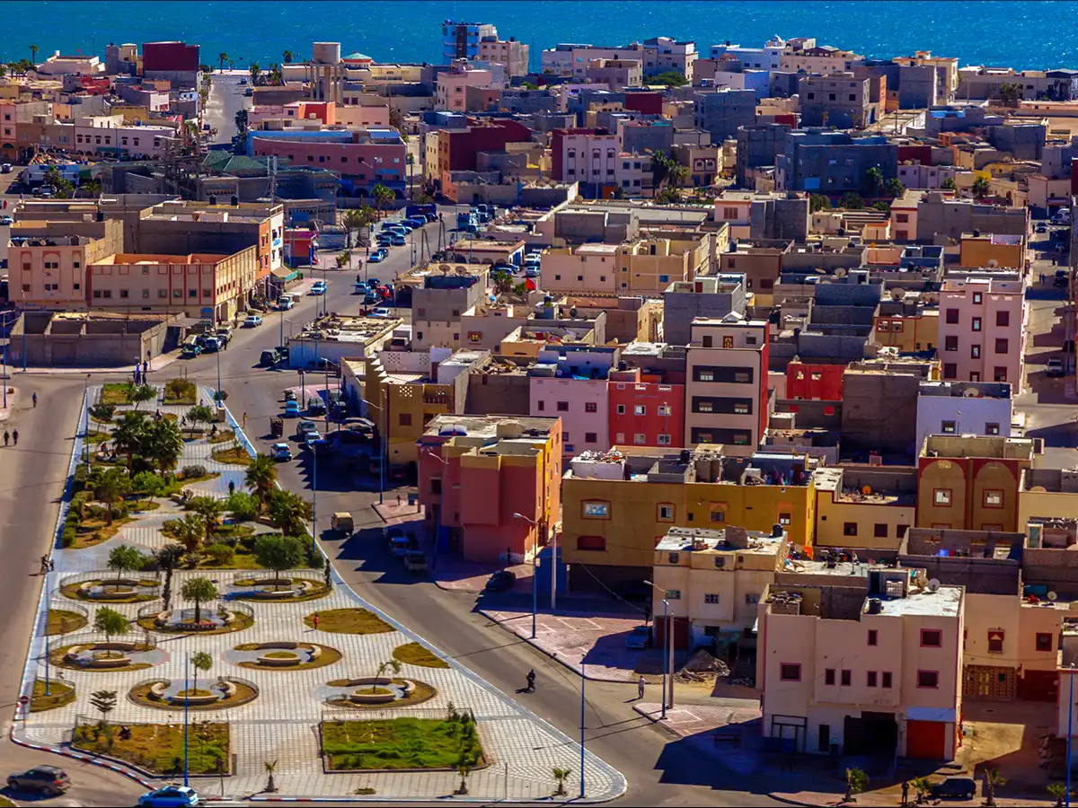 Dakhla aerial city view Morocco coastline
