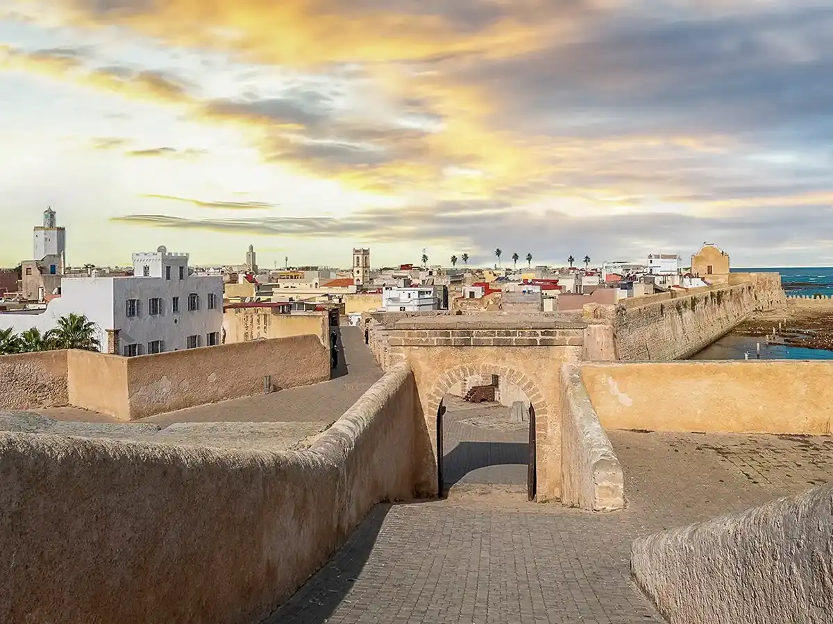 El Jadida Morocco Portuguese city coastal walls and Atlantic ocean