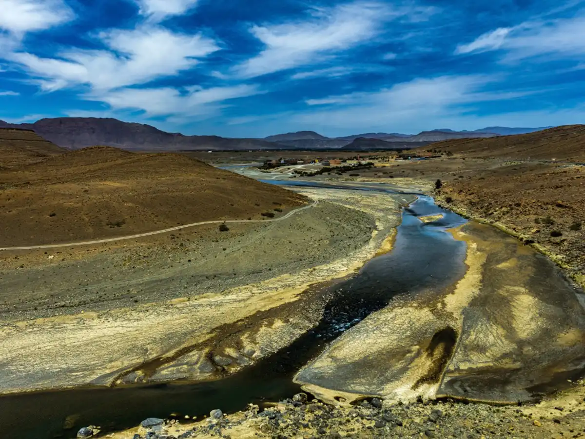 Ziz Valley river landscape near Errachidia Morocco desert oasis scenery