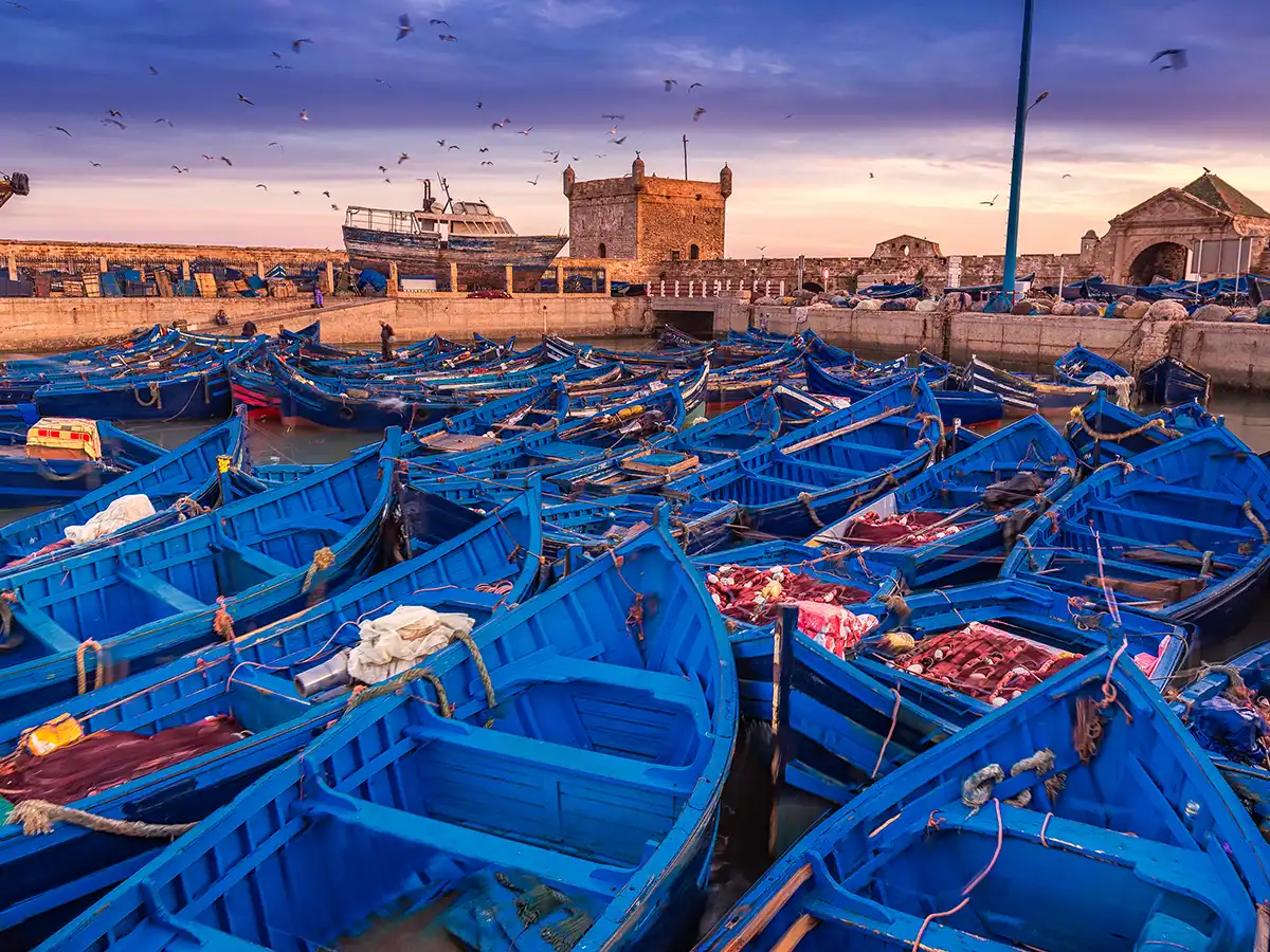 Essaouira Morocco medina and Atlantic coast with historic walls