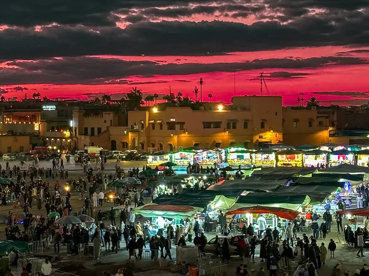 Marrakesh medina rooftops and minarets