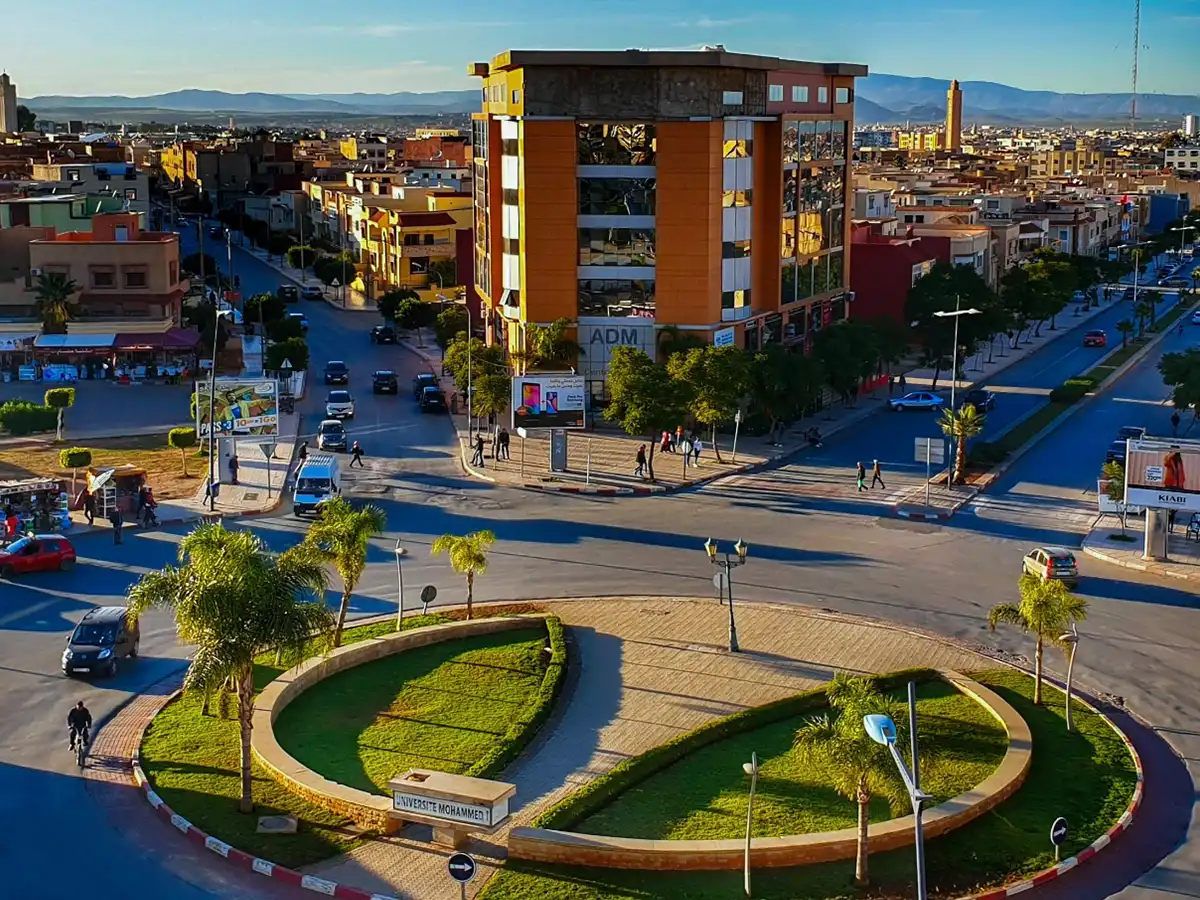 Oujda modern square urban life Morocco local daily scene