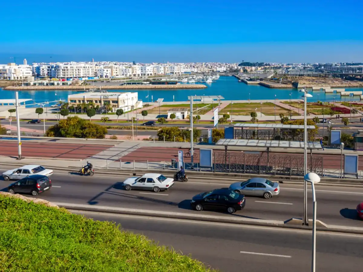 Rabat marina and coastal city view with Atlantic waterfront in Morocco