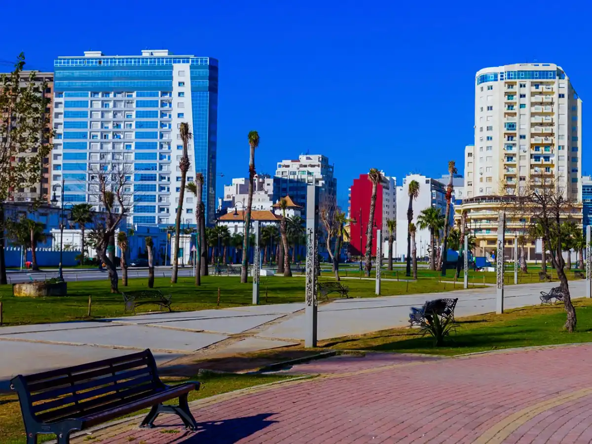 Tangier city center view with coastal urban landscape in northern Morocco