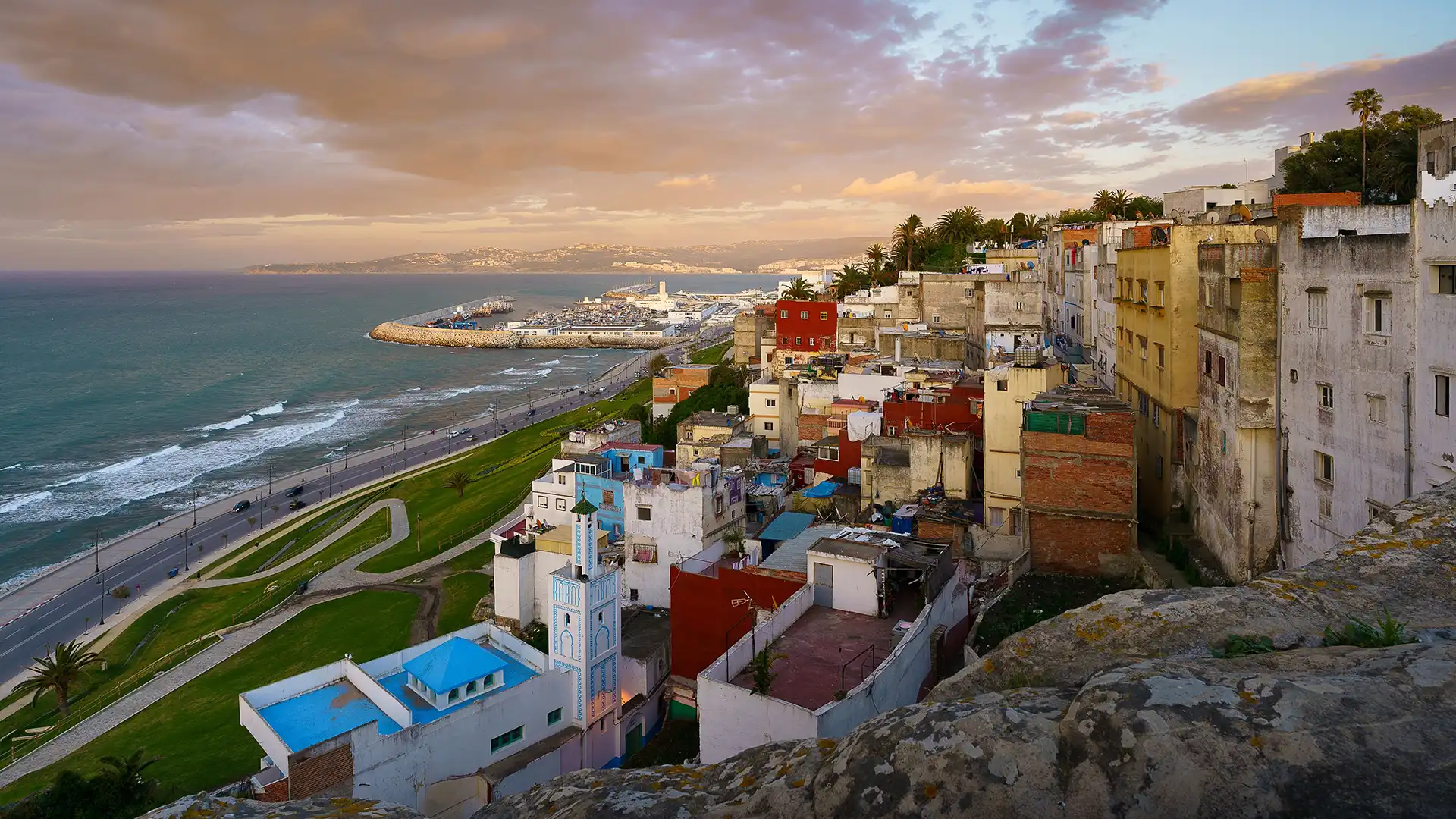 Tangier Morocco medina overlooking the Strait of Gibraltar and coastline