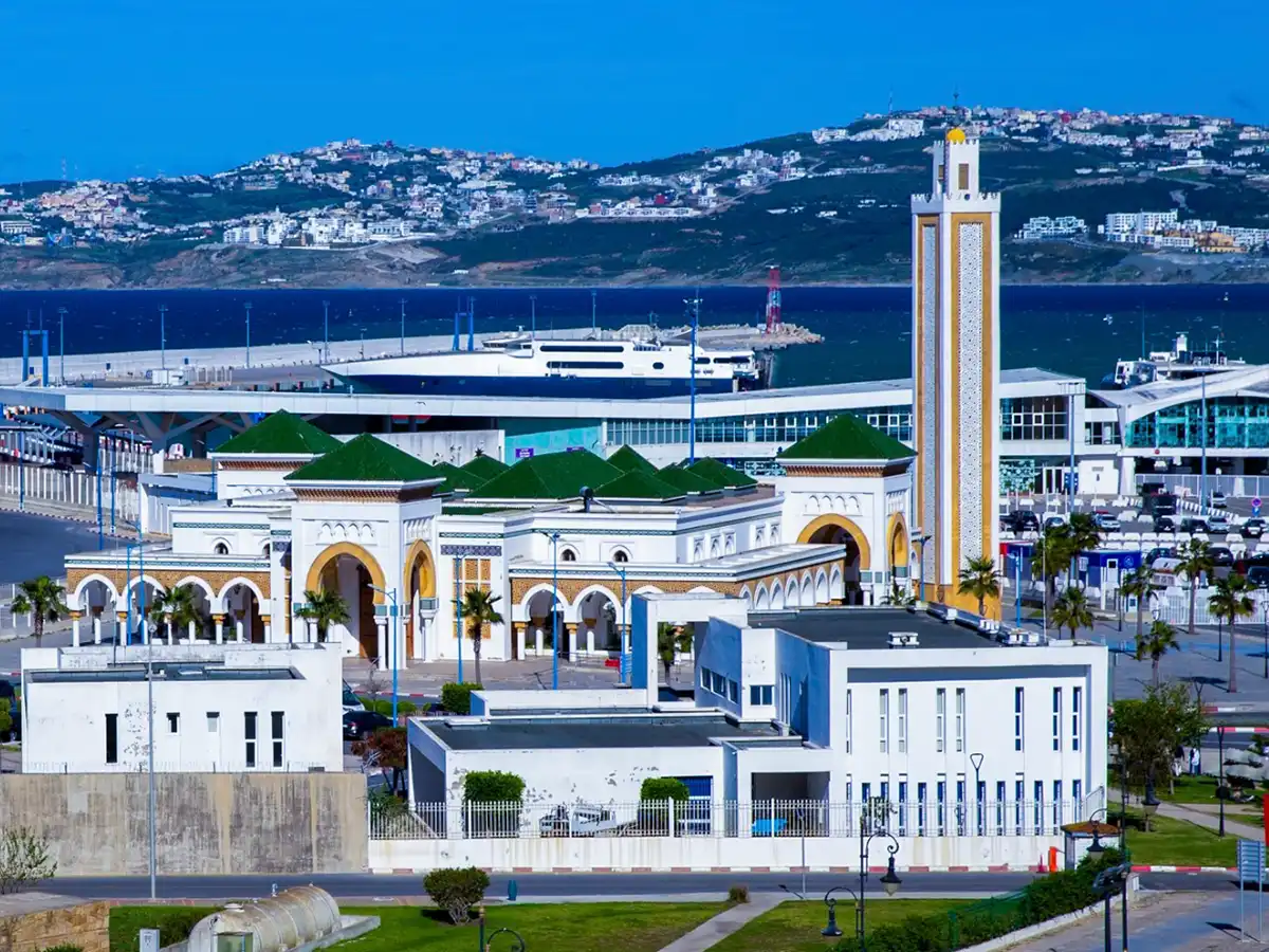 White mosque landmark in Tangier reflecting Moroccan architecture