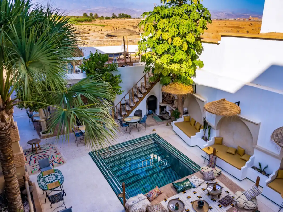 Taroudant riad courtyard Morocco traditional interior with pool