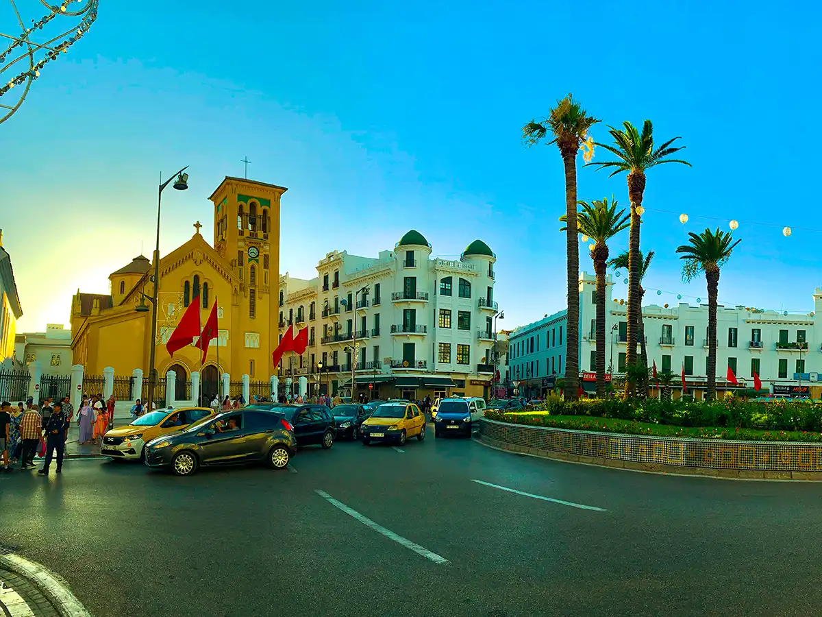 Tetouan city center with colorful buildings and northern Morocco atmosphere