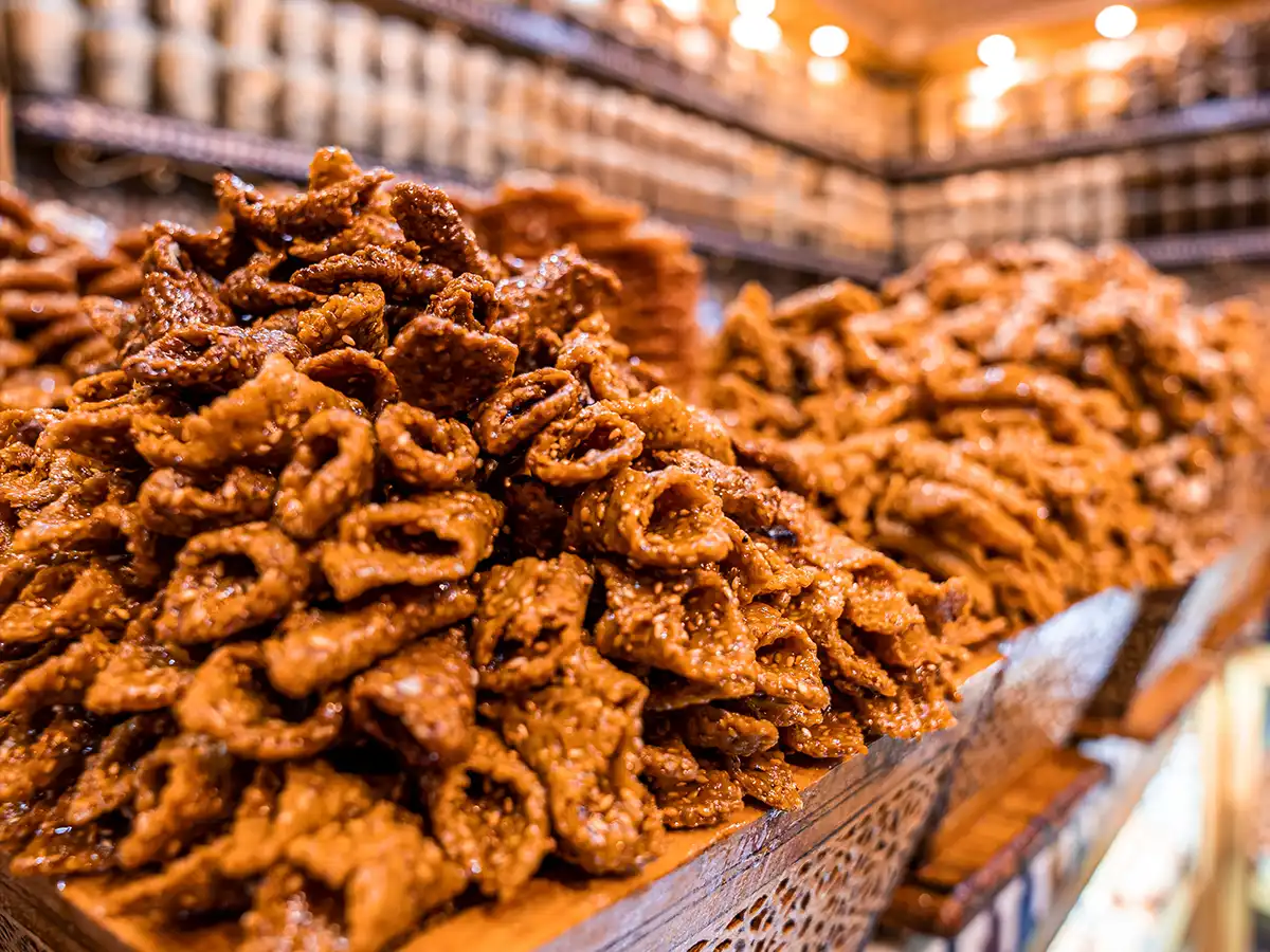 Traditional Moroccan sweets in Fez medina