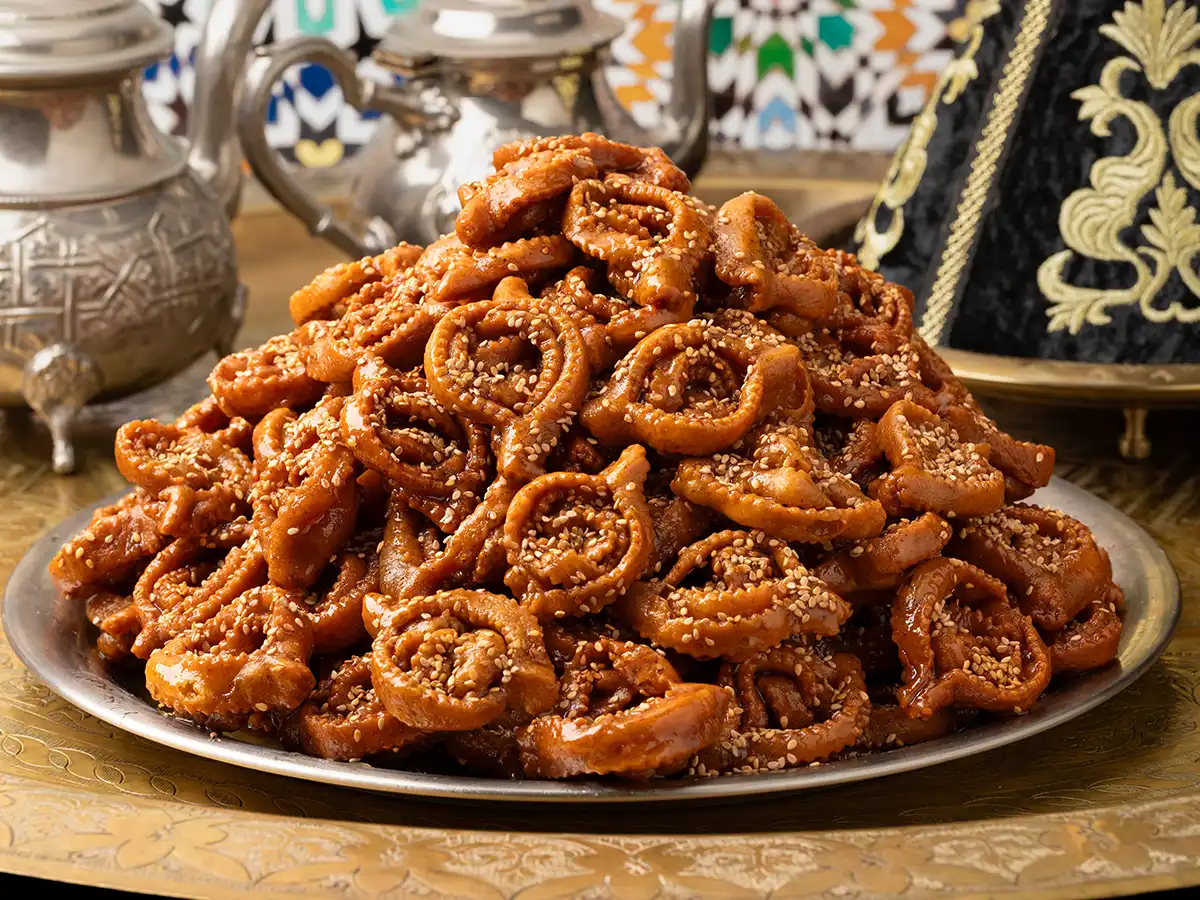 Traditional Moroccan chebakia sweet pastry