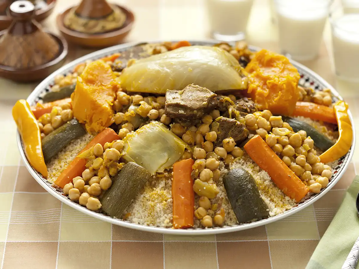Moroccan couscous with vegetables and meat