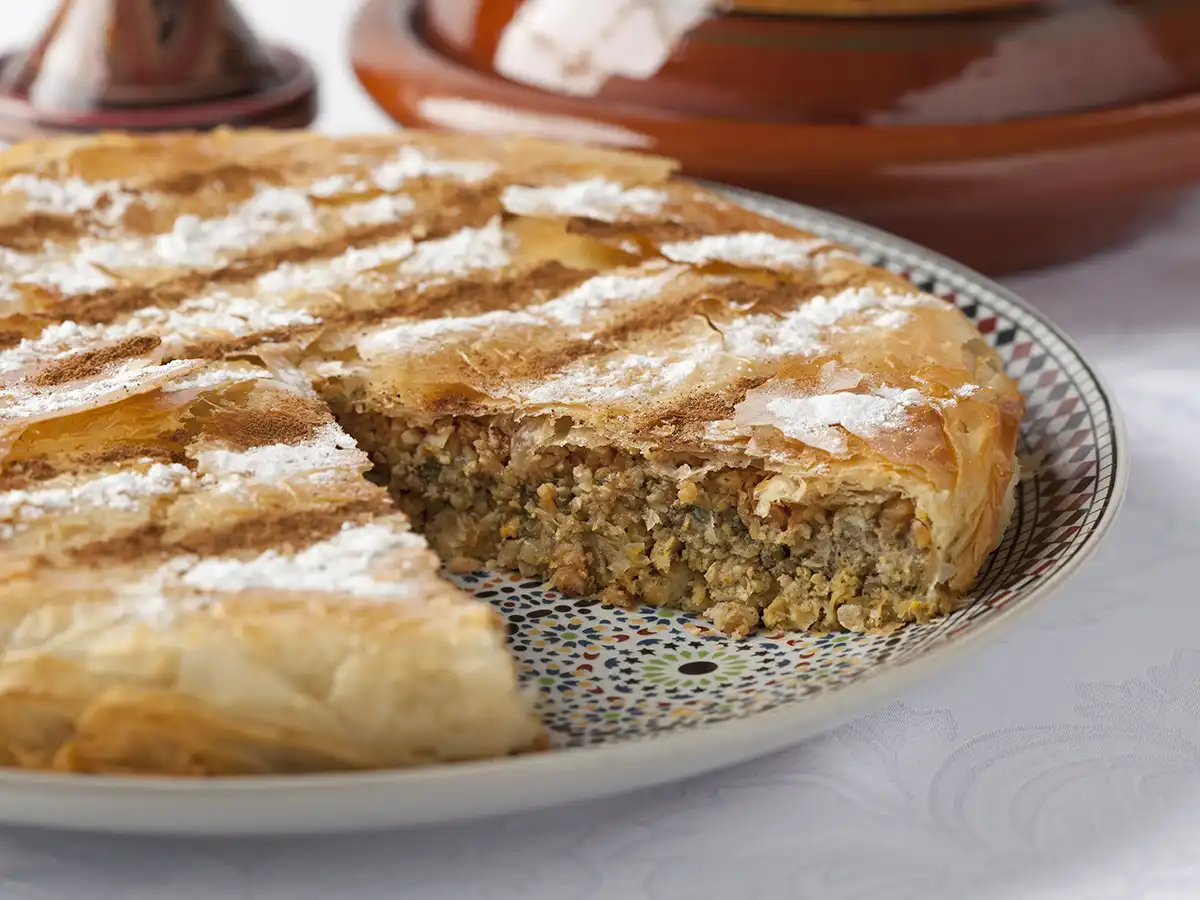 Traditional Moroccan pastilla pastry dish