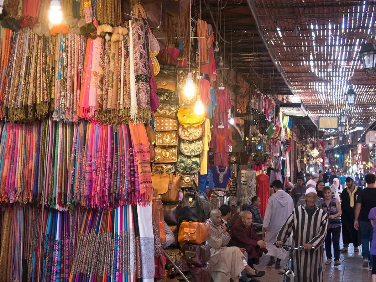 Souk market scene in Morocco