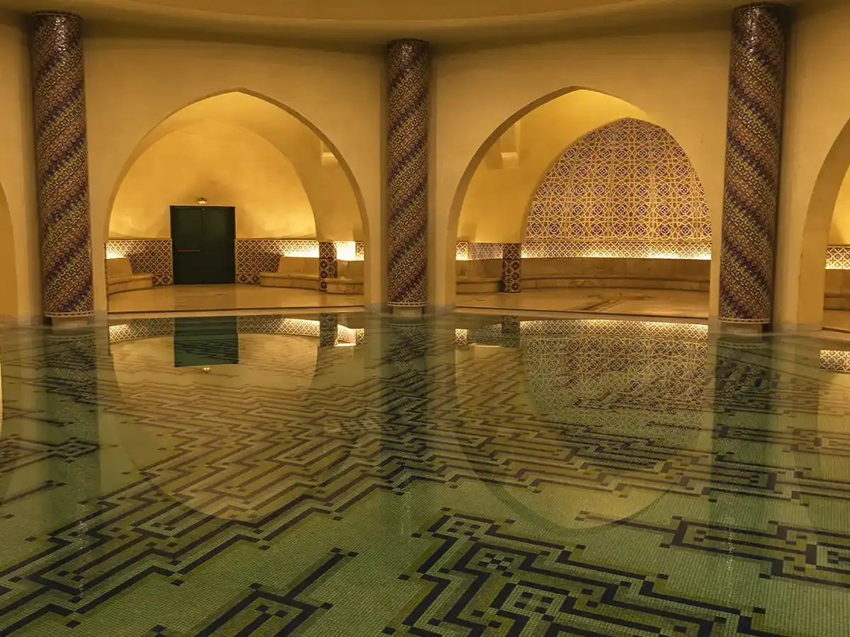 Traditional hammam-inspired interior in Morocco