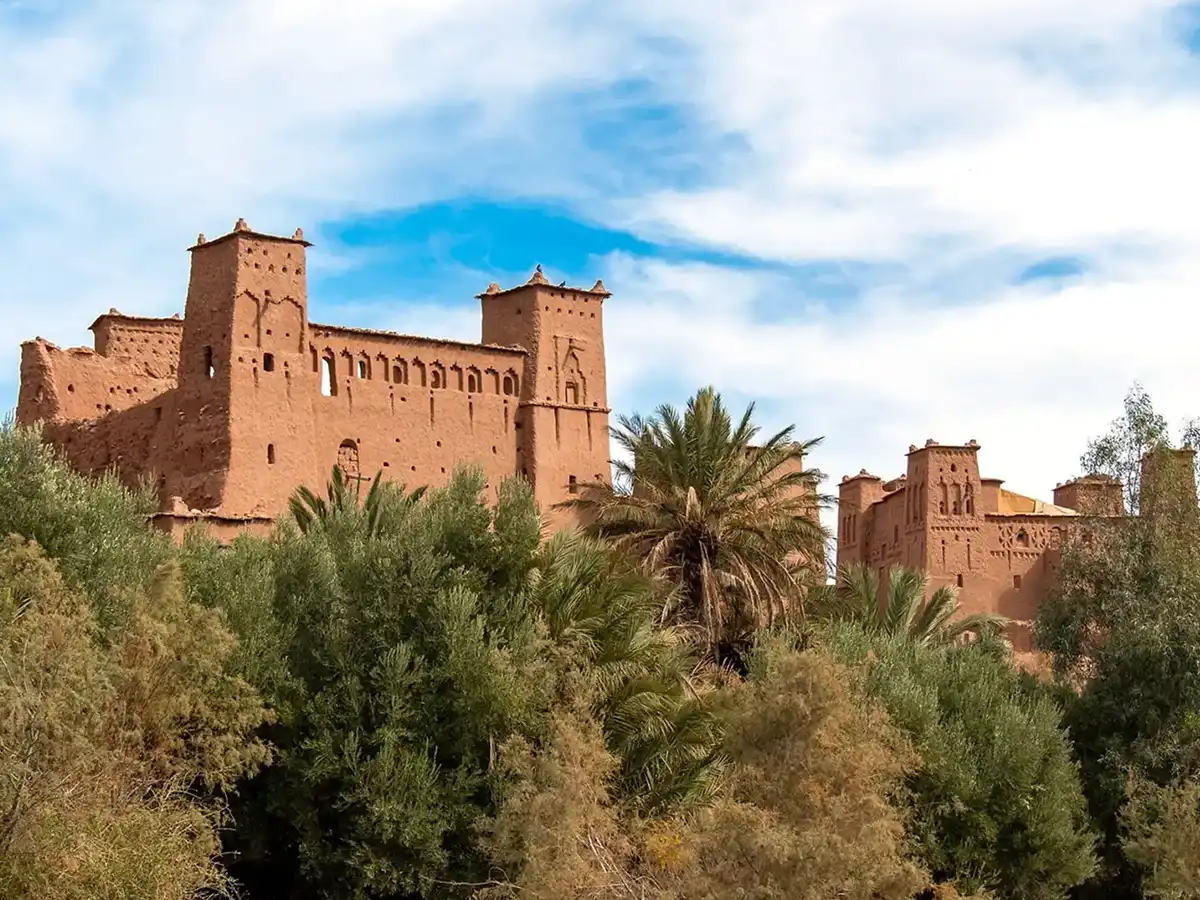 Earthen fortified village landscape in Morocco