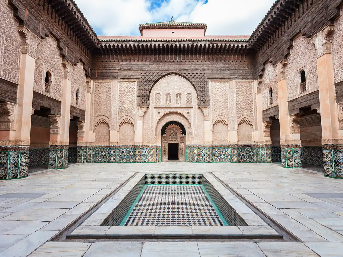 Historic medrassa architecture in Morocco