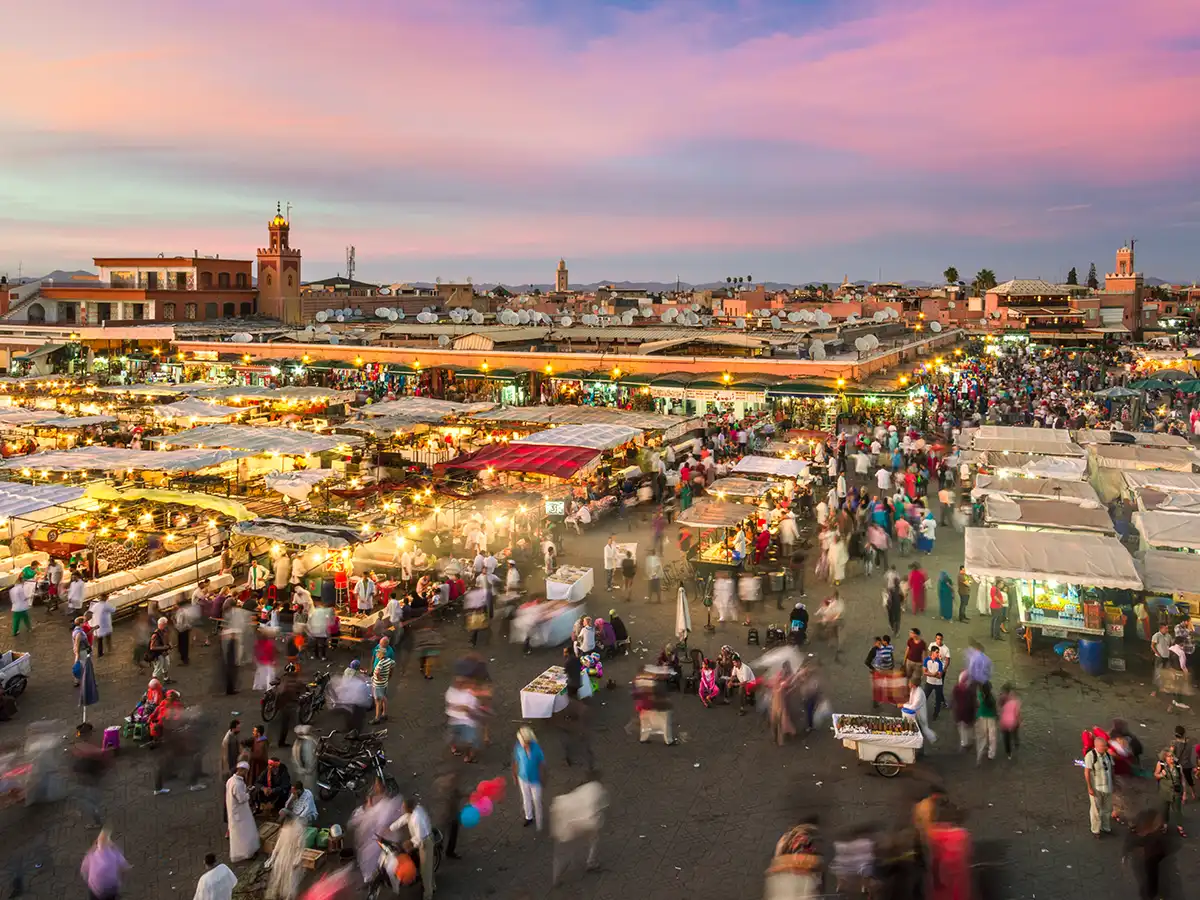 Traditional souk market in Morocco